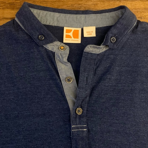 Hugo Boss Other - BOSS ORANGE SS BD 3 Button Blue on Blue Polo